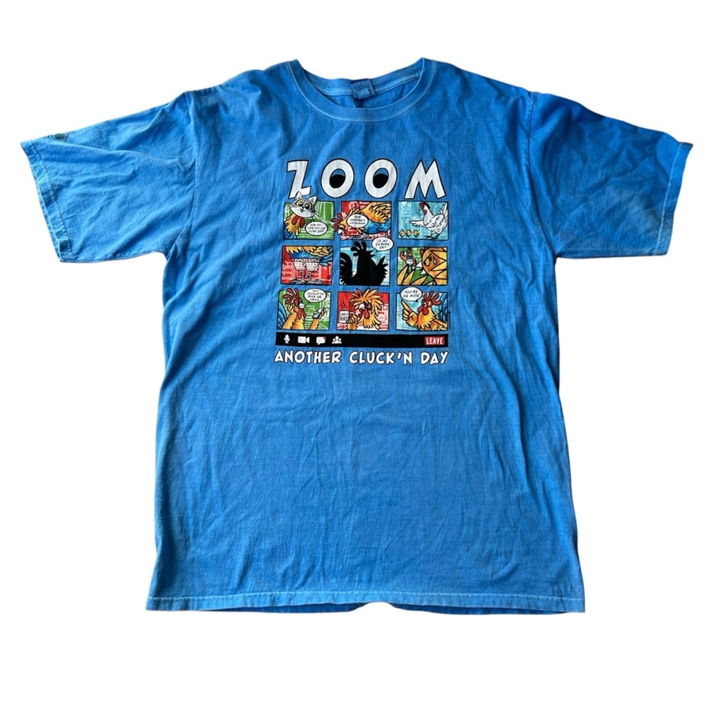 Crazy Shirts Hawaii, Blue Dyed Shirt, Zoom Another Cluck'n Day Men Size L